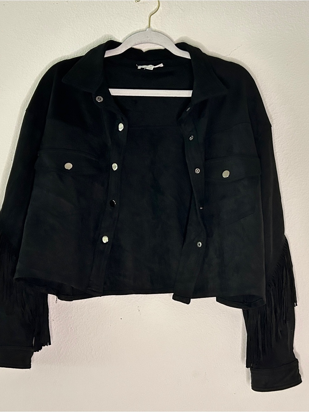 Black Suede Fringe Jacket - Women’s Leather Jacket